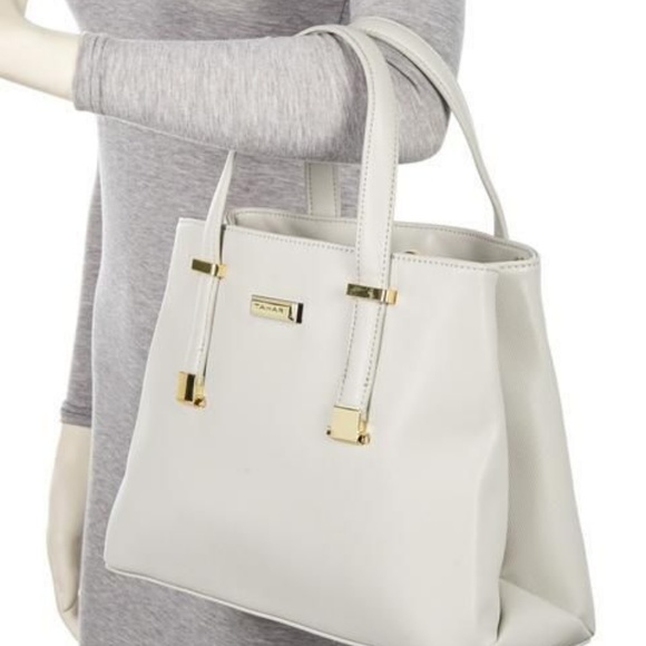 Tahari Metropolis Dove (grey) Gusset Satchel - Picture 3 of 6